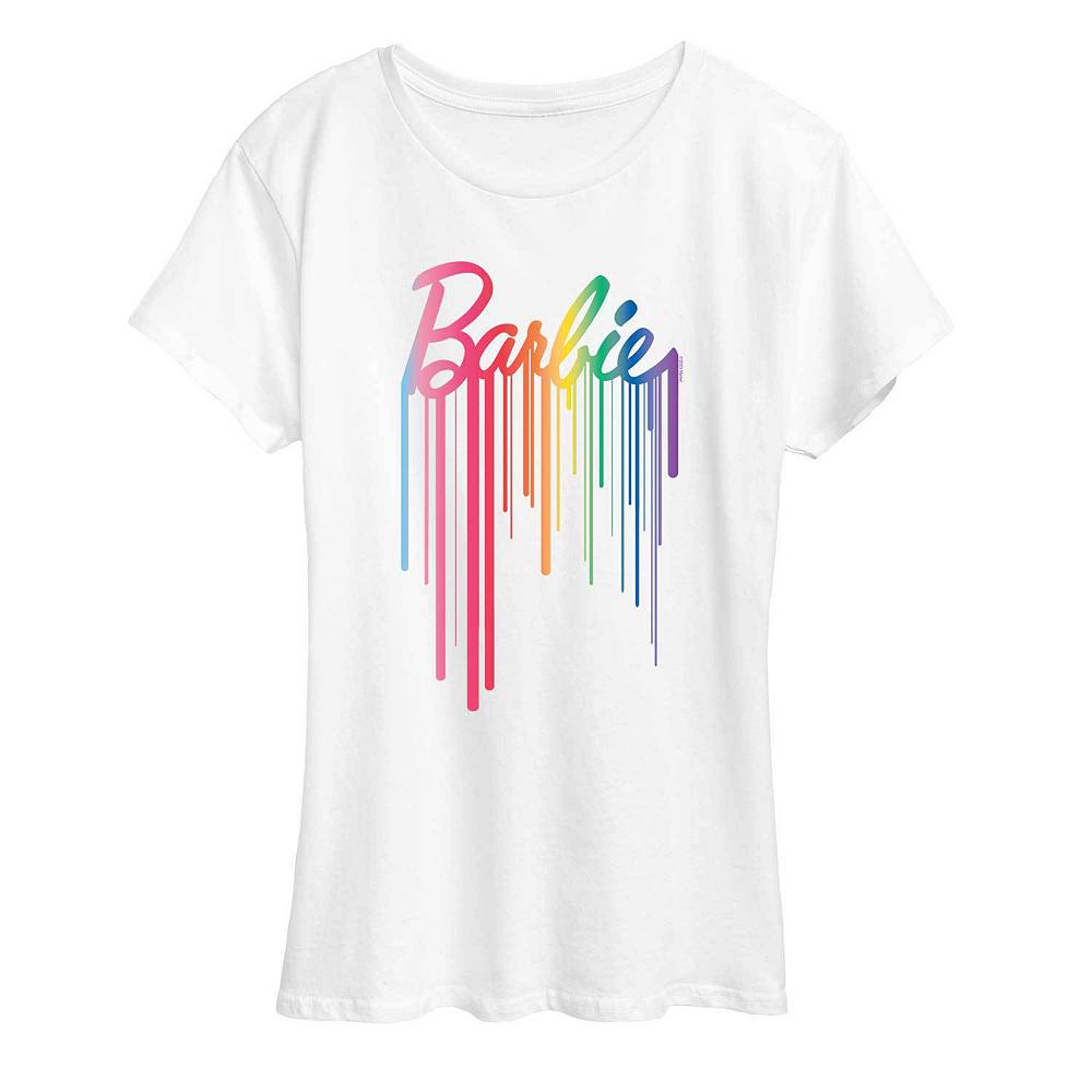 

Женская футболка с логотипом Barbie и рисунком Rainbow Drip, белый