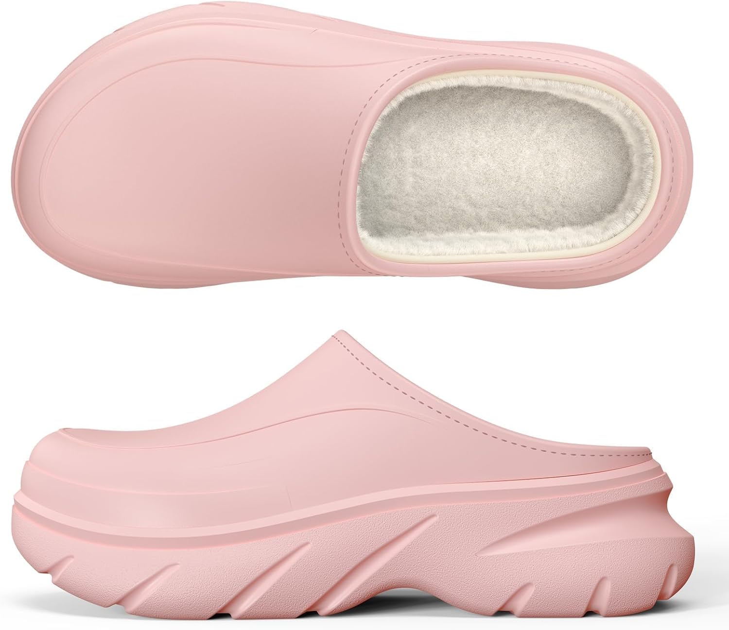 

Унисекс зимние водонепроницаемые тапочки YASSIA для улицы, с пушистой подкладкой, нескользящие, с резиновой подошвой, для дома и улицы, комфортные в холодную погоду, розовый