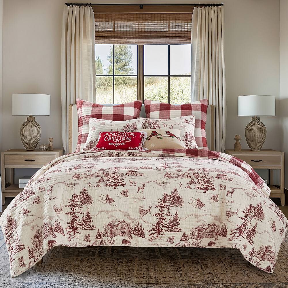 

Комплект красного одеяла Levtex Home Winter Sleigh Ride или накидки, красный