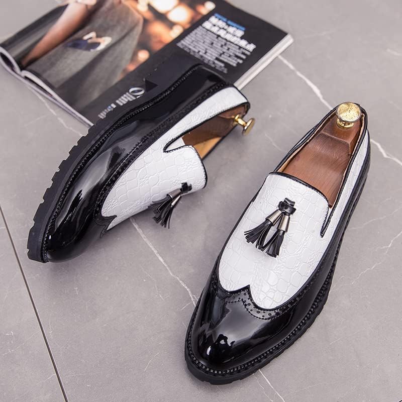 Мужские оксфорды HuitJours многокрасочные броги Wing Tip с шнуровкой, пэчворк, двухцветные, с перфорацией и круглым носком, E-white — фото 3
