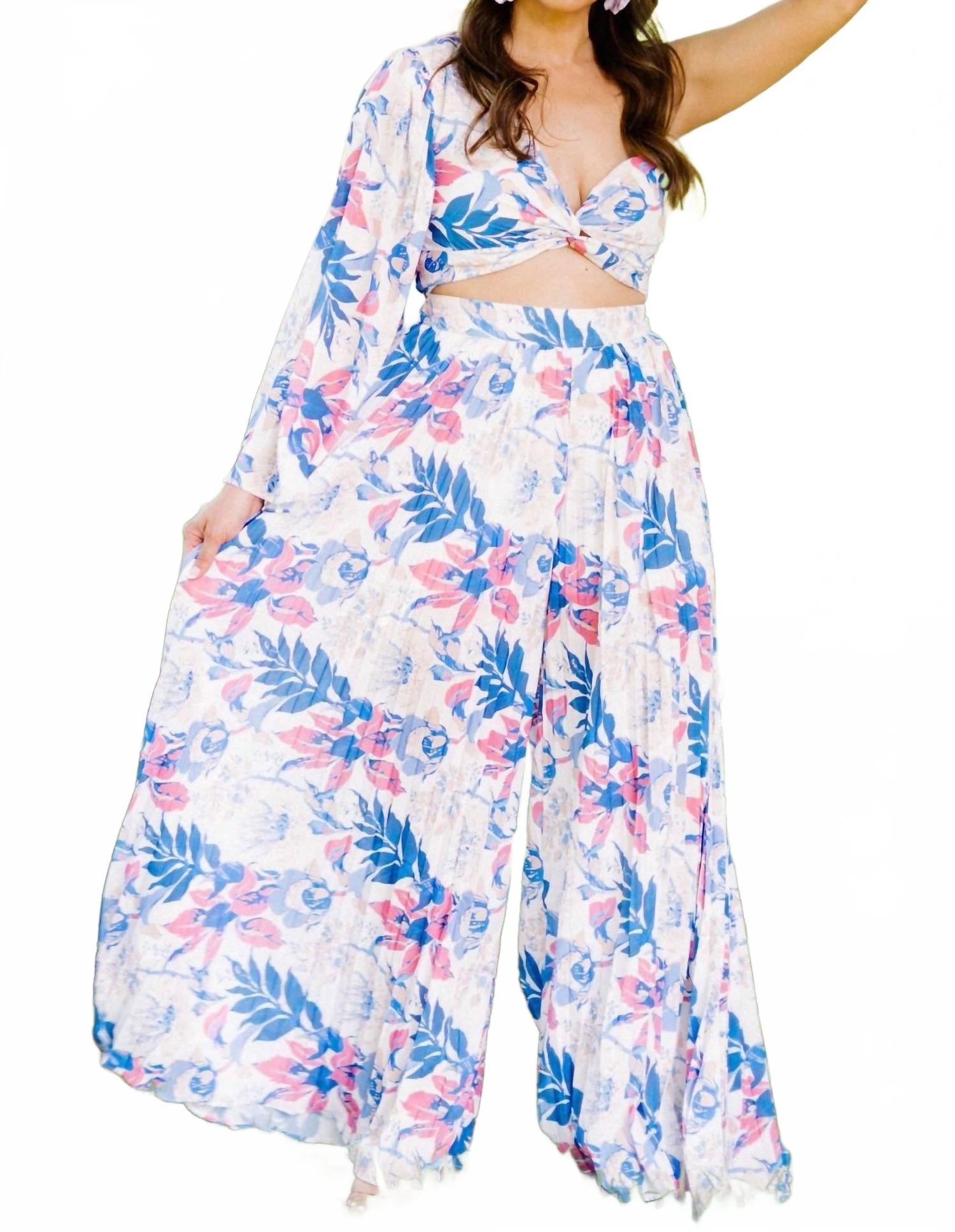 

Брюки-палаццо Paradise с цветочным принтом белого цвета Chicways, Floral White