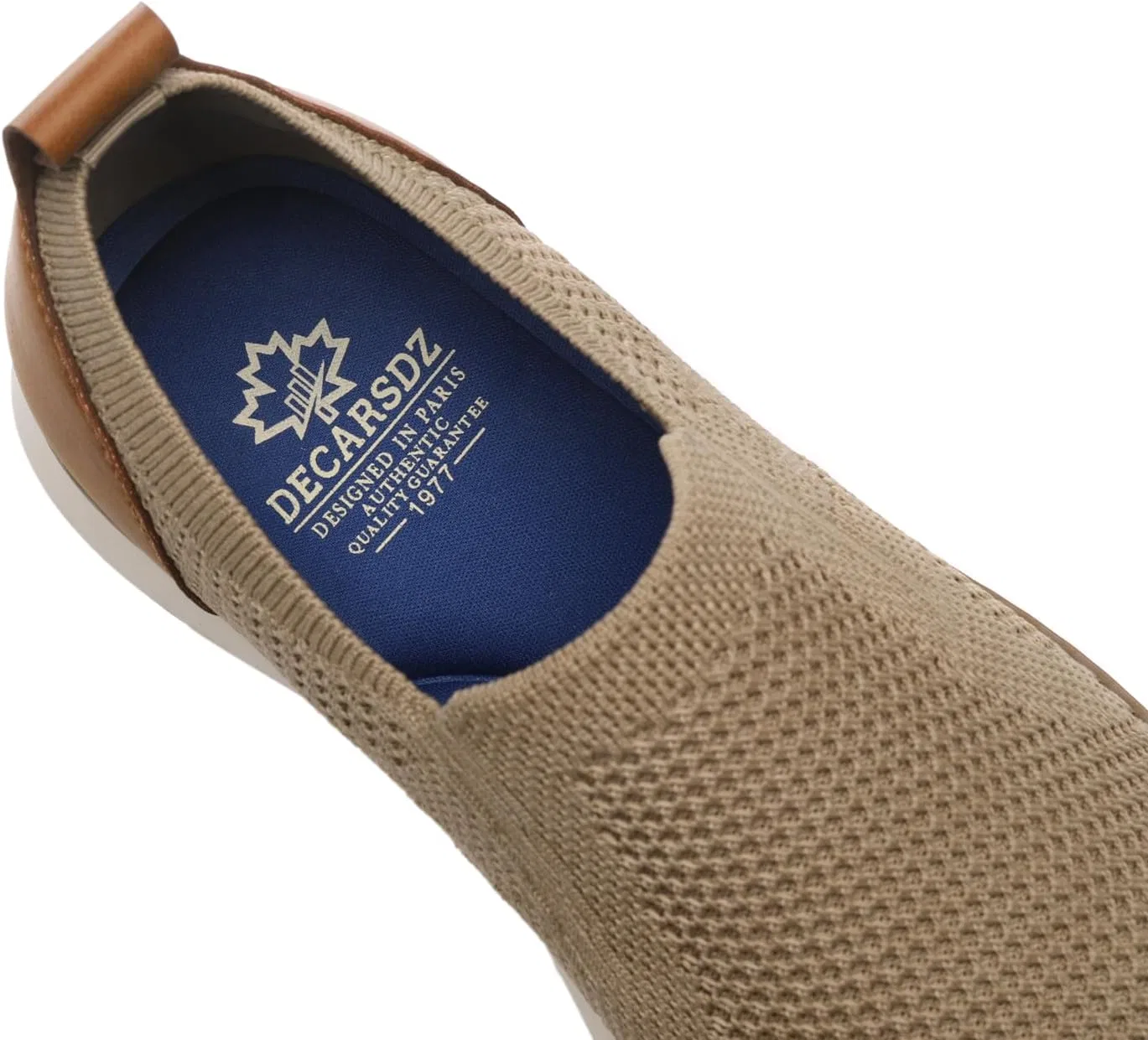 Мокасины мужские из сетчатого трикотажа, бежевый DECARSDZ — фото 2
