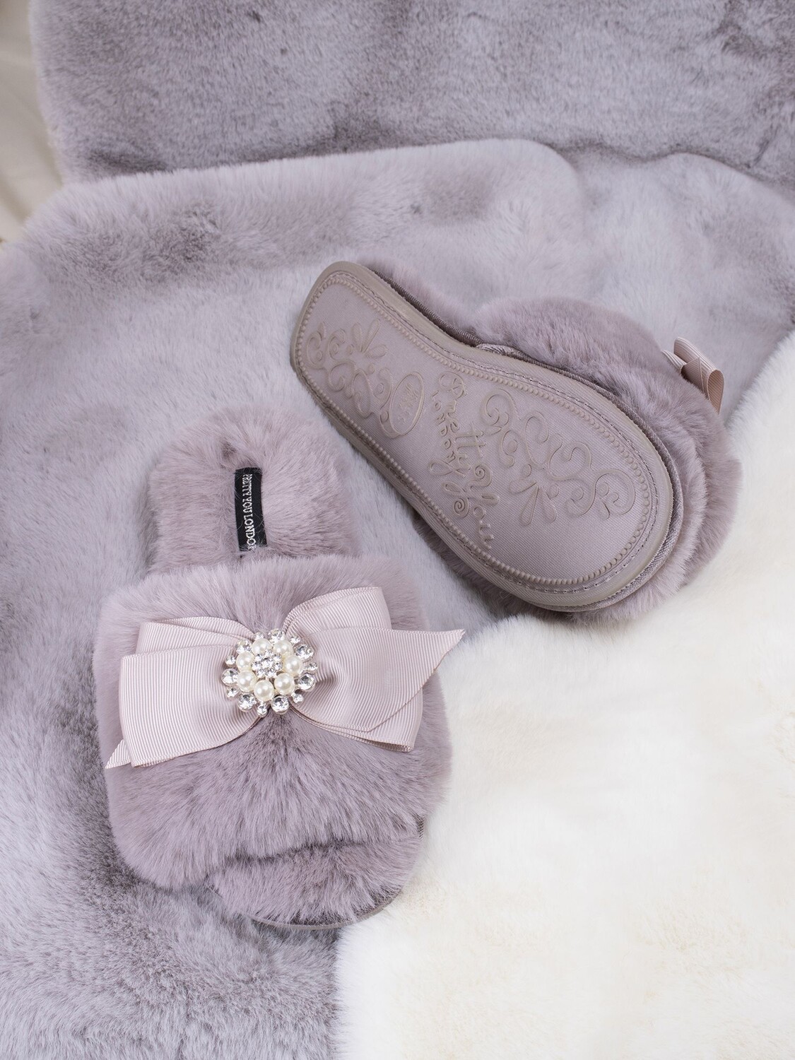 Тапочки из искусственного меха Pretty You London Anya, норка — фото 3