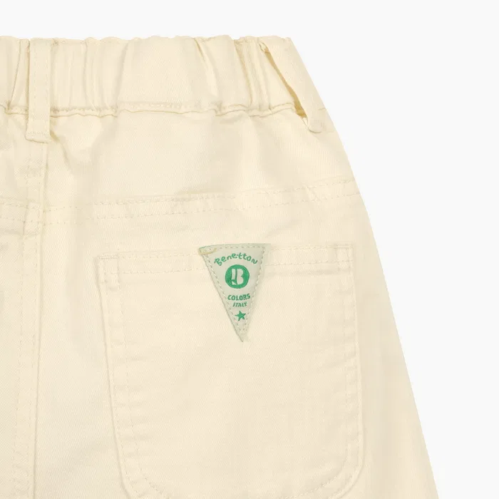 Детские кремовые джинсовые шорты Tropical 5-х четвертей от Benetton Kids — фото 4
