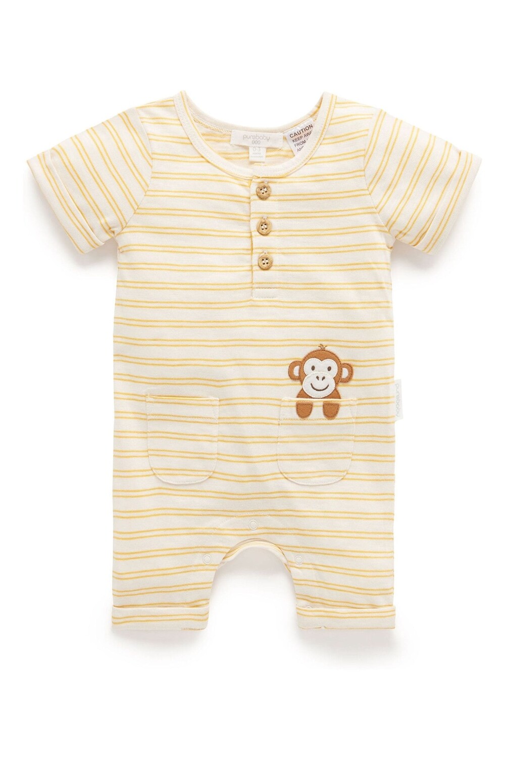 

Желтые детские комбинезоны в полоску Purebaby, желтый