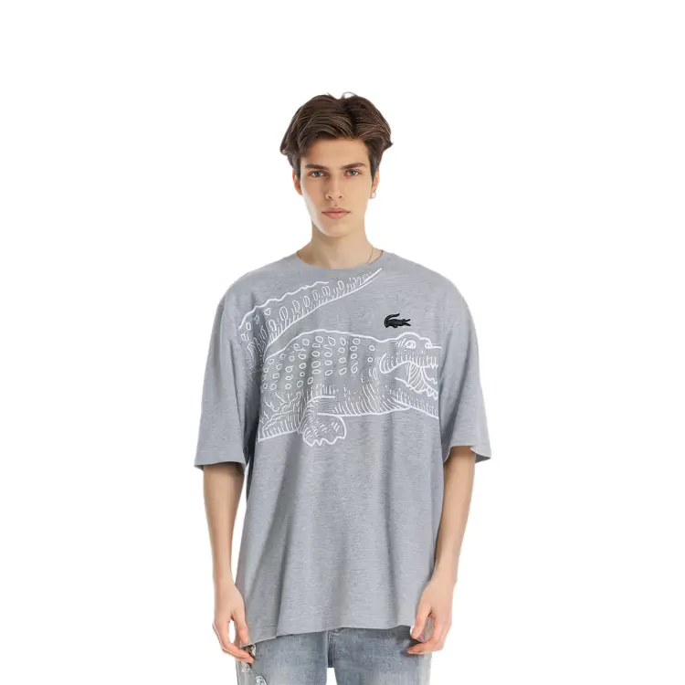 Футболка Lacoste, мужская, спортивно-повседневная, серый — фото 4