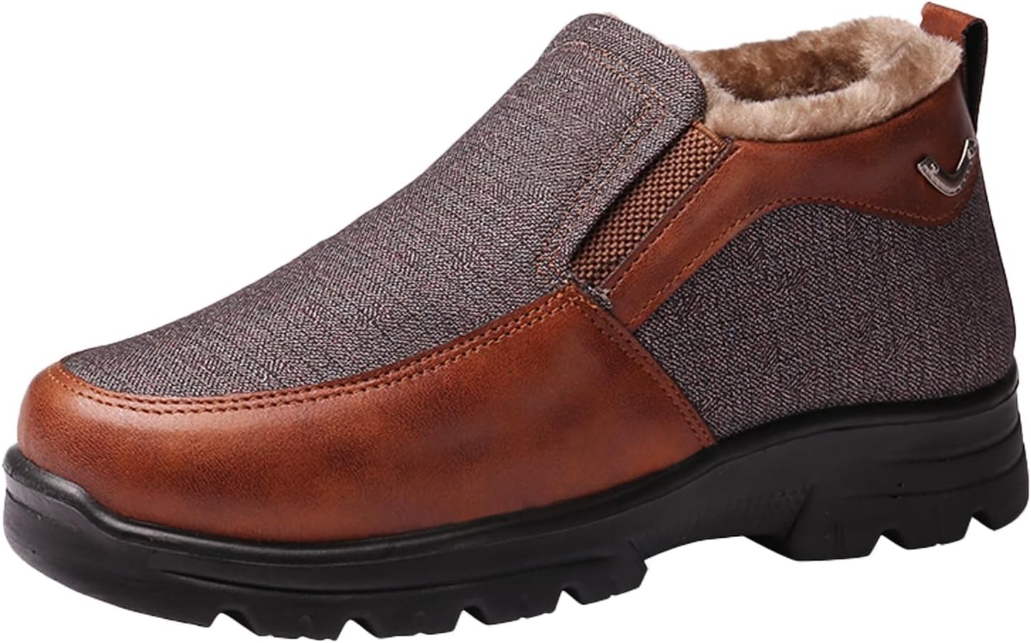 

Мужские повседневные зимние ботинки, легкие удобные сапоги-слипоны для снега, комфортные модные ботильоны для пожилых Generic, коричневый