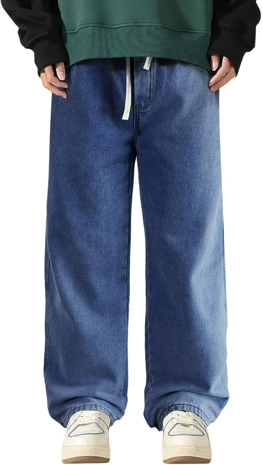 Джинсы свободные, с начесом, Dark Blue