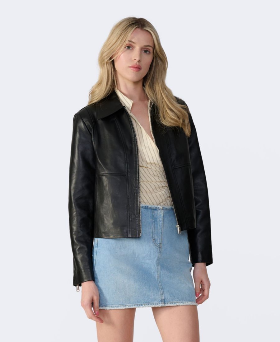 

Классическая женская кожаная куртка Furniq UK, Black