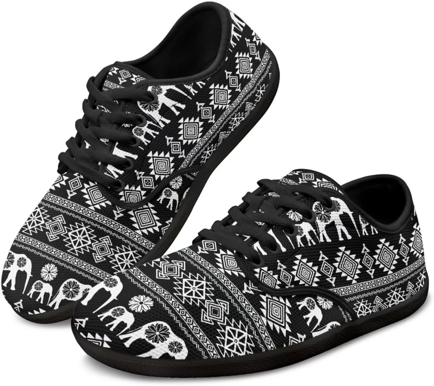 

Мужские и женские босоножки Jeiento с ацтекским узором с широким носком, кроссовки для бега с нулевым перепадом подошвы, Aztec Tribal Elephant