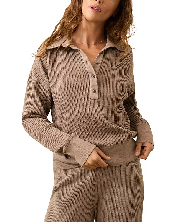 

Топ-Поло Apres с вафельной отделкой Faherty, коричневый