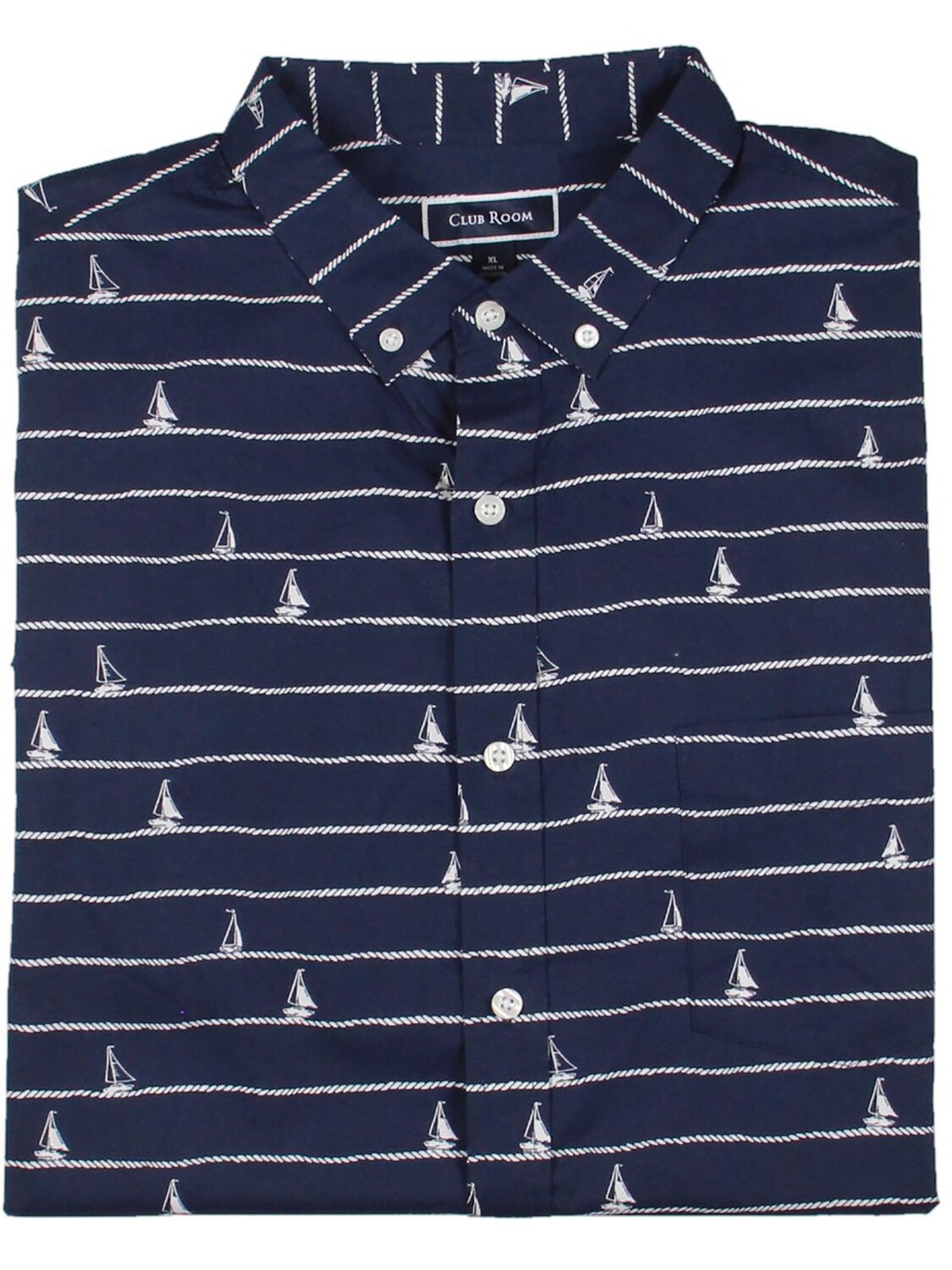 

Мужская хлопковая рубашка на пуговицах с воротником Club Room, цвет Navy Blue
