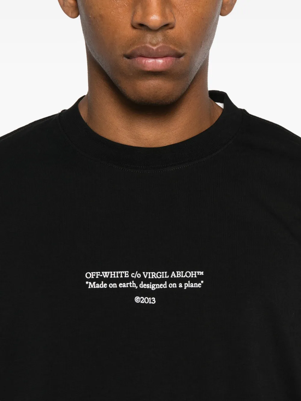 Сделано на Земле, придумано в самолете футболка OFF-WHITE, черный — фото 4