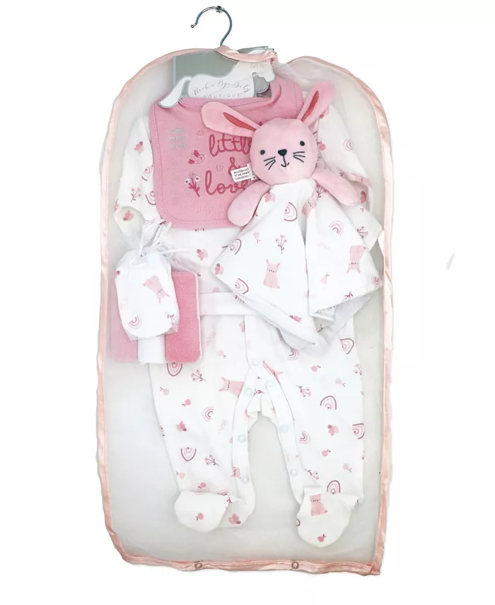 Набор для новорожденных Baby Girls Rose Bunnies, 8 предметов Rock-A-Bye Baby Boutique, розовый — фото 2