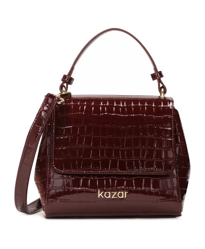 

Сумка из лакированной кожи бордового цвета Kazar, коричневый
