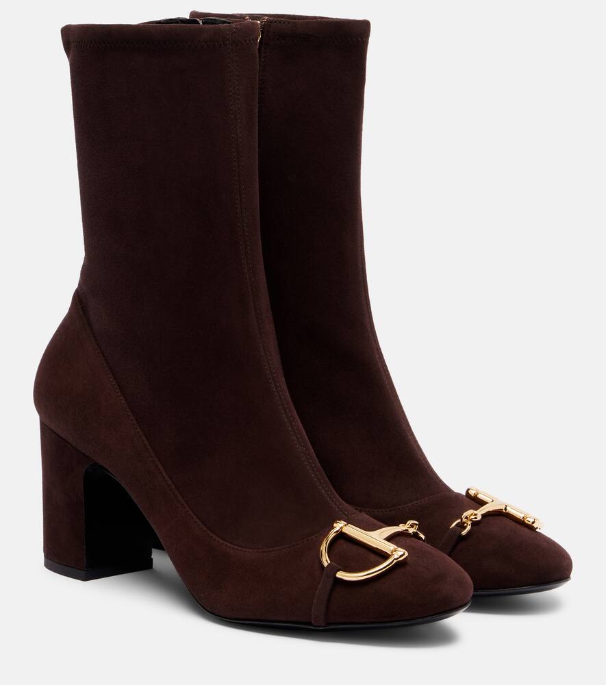 Альфа Horsebit замшевые ботинки до щиколотки Gucci, BR.Choco/BR.Choco/CH