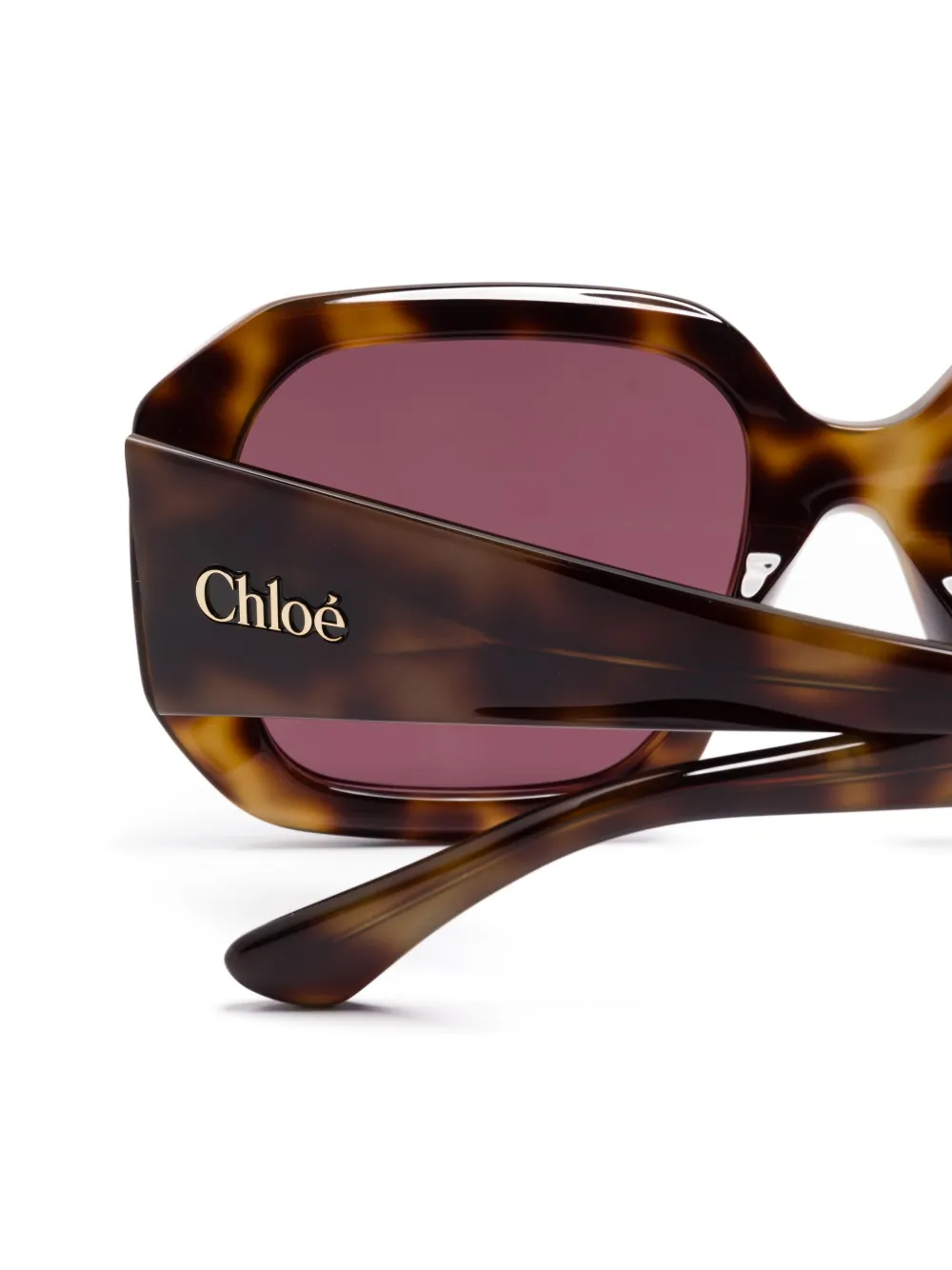Солнцезащитные очки в массивной оправе Chloé, коричневый — фото 3