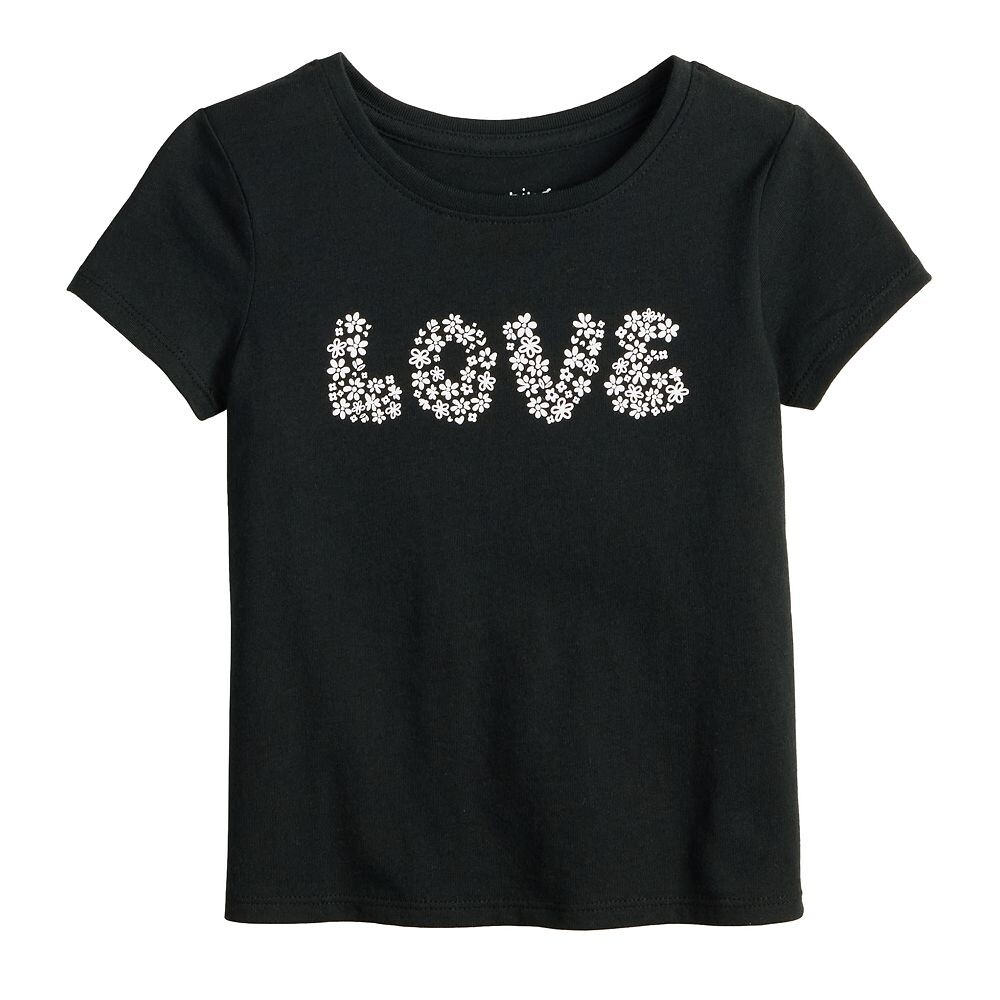 

Футболка Jumping Beans с причудливым рисунком для девочек 4–12 лет, цвет Black Floral Love