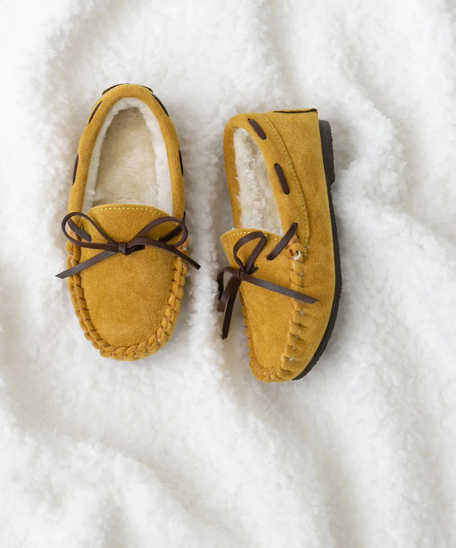 Детские мокасины с мехом и водоотталкивающей обработкой Ribbon Moccasin menue mustard