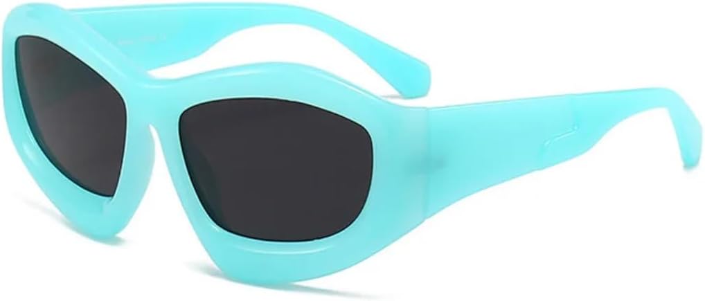 

Женские солнцезащитные очки «кошачий глаз», модные очки для активного отдыха и вождения, защита от УФ-излучения UV400, мужские ретро-очки, многоугольные, красные и желтые UUPTTPL, Jelly Blue Grey