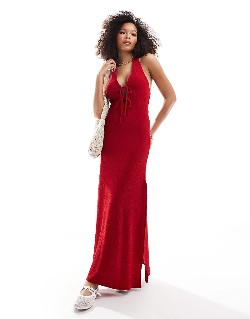 

Красное фактурное платье макси Miss Selfridge