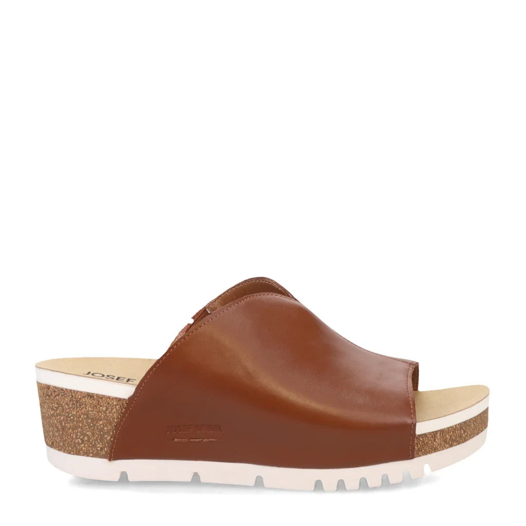 Josef Seibel Quinn 01 Women's-8 Cognac Buttero Leather Slide Sandals VER673, коричневый — фото 2