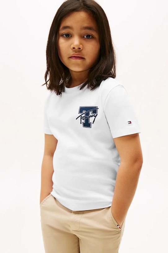 

Детская хлопковая футболка Tommy Hilfiger, белый