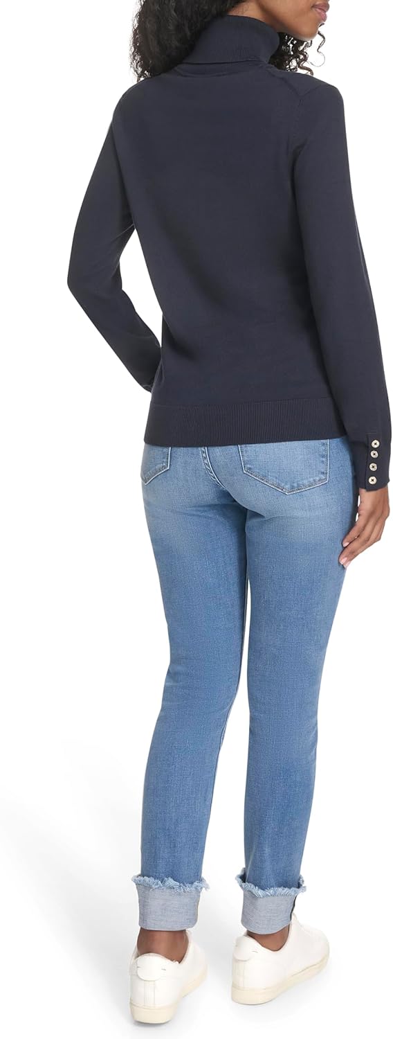 Женская легкая хлопковая водолазка Tommy Hilfiger, Sky Captain — фото 4