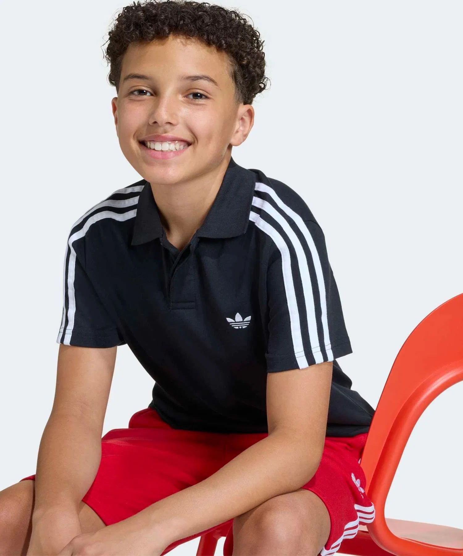 Футболка-поло с коротким рукавом и тремя полосками / Adidas Originals (детская) — фото 4