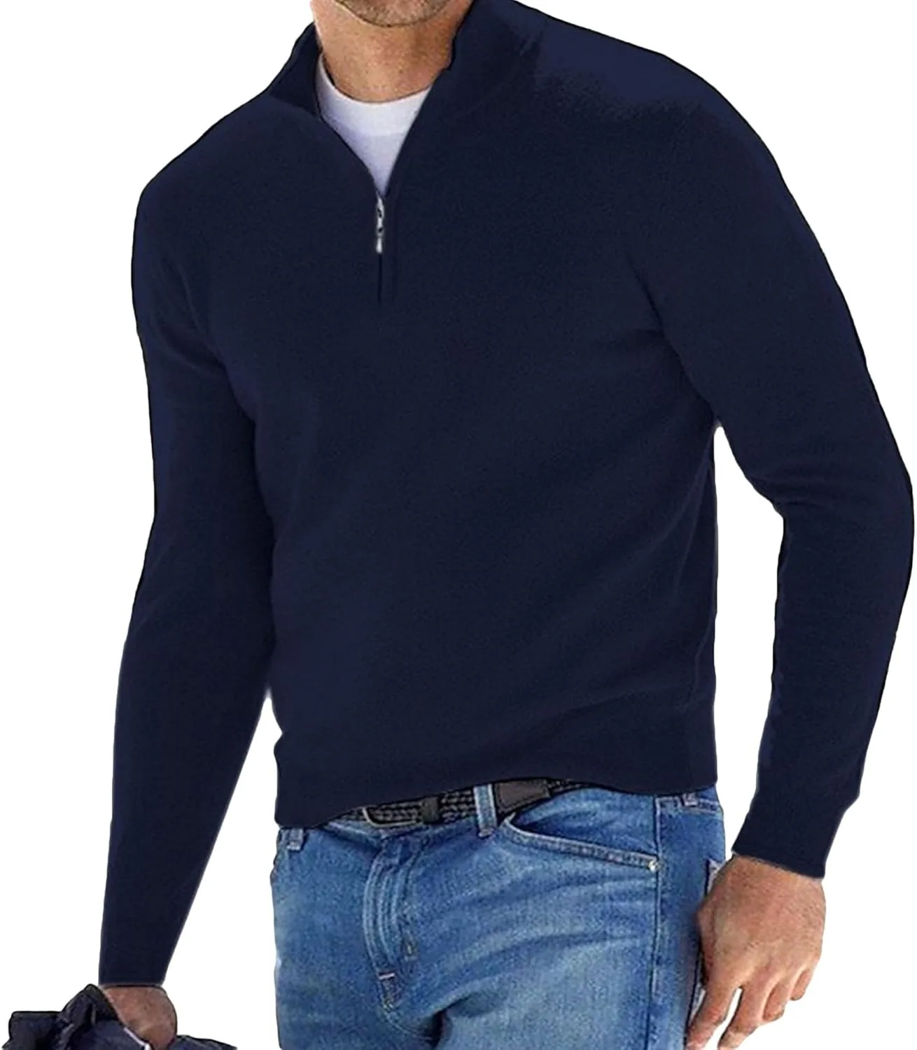 

Мужской базовый свитер с четвертью молнии