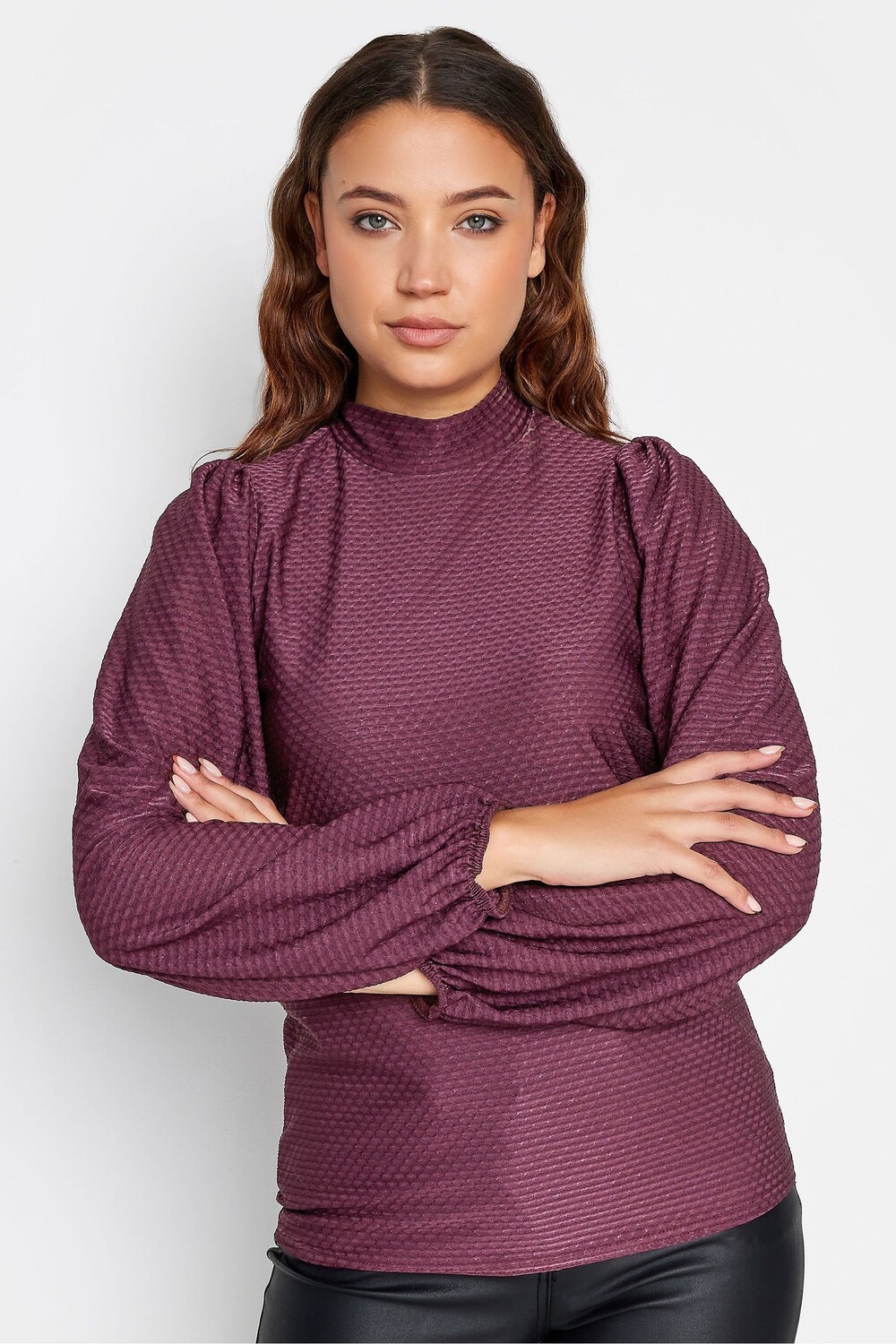 

Текстурированный топ с высоким воротником Long Tall Sally, красный