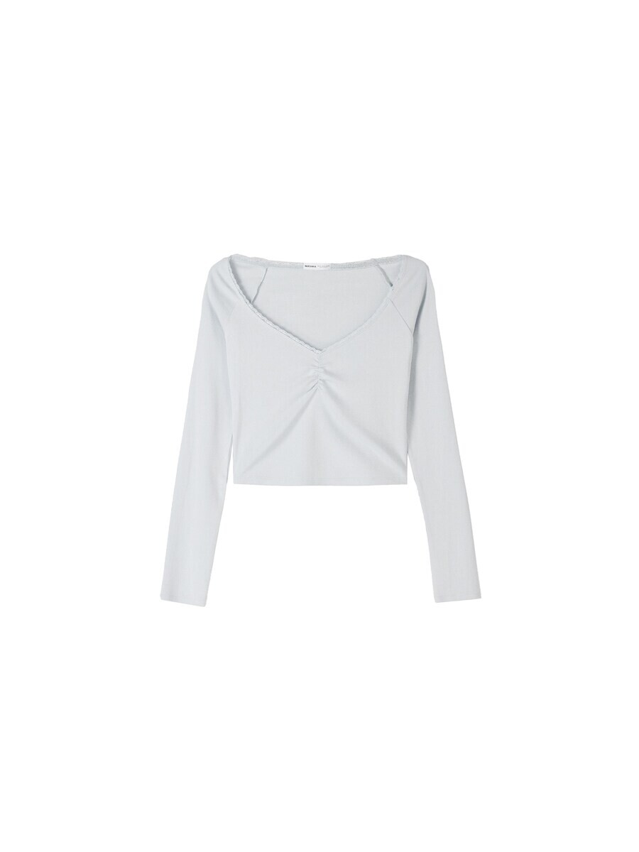 

Лонгслив Bershka Shirt, пастельный синий