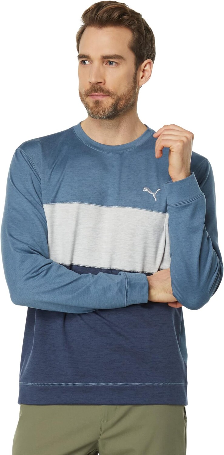 

Толстовка Puma Cloudspun Color-Block Crew Neck, цвет Evening Sky Heather/Navy Blazer Heather