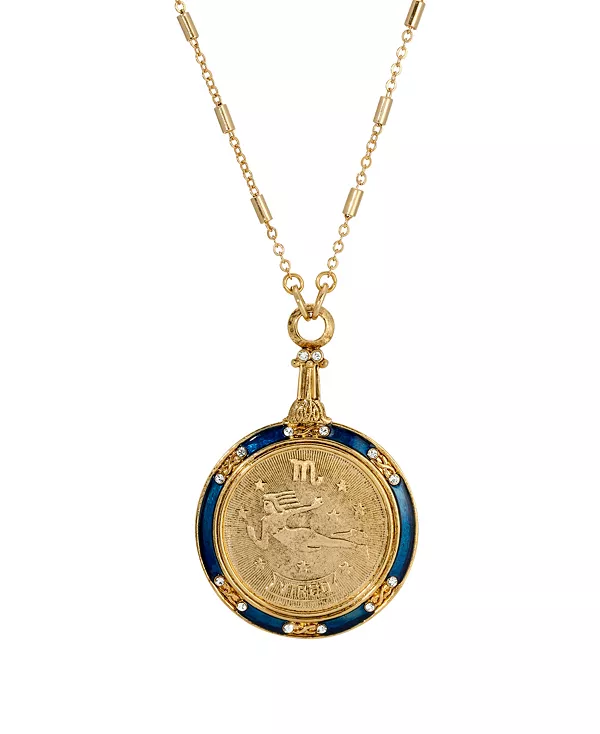 

Круглое зодиакальное ожерелье с синими эмалевыми кристаллами 2028, virgo