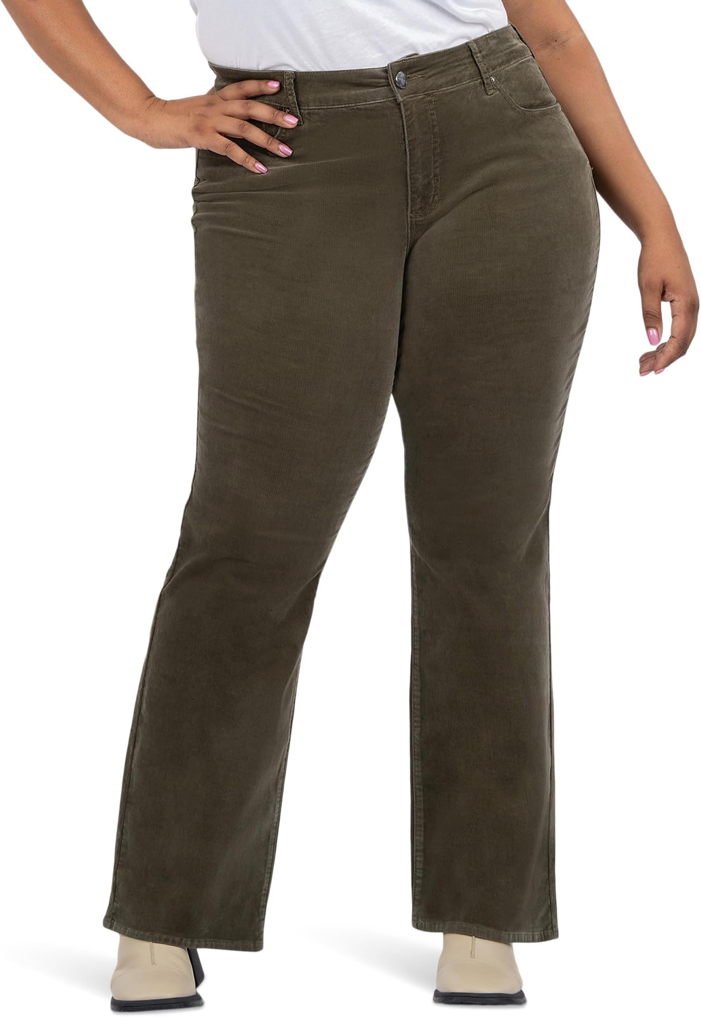 

Джинсы KUT from the Kloth Plus Karen Baby Bootcut Corduroy, цвет Moss