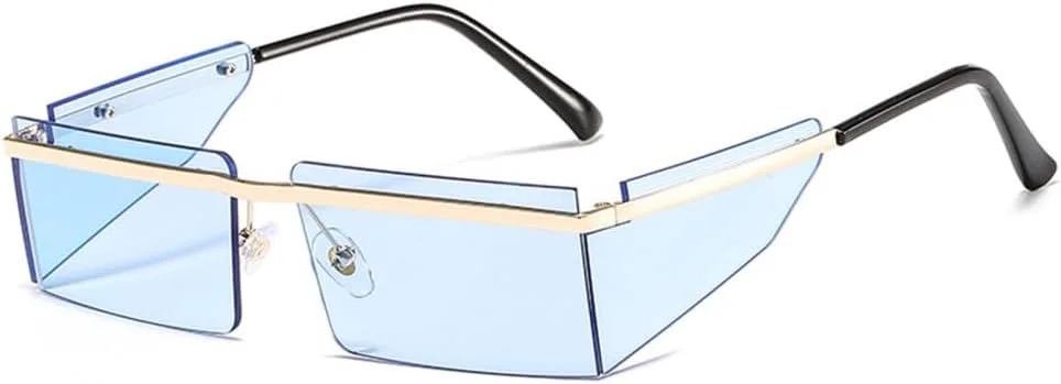 

Маленькие солнцезащитные очки без оправы для женщин, панк-очки, мужские очки в стиле ретро, ​​прямоугольные очки для женщин, защита от УФ-излучения UV400 HDUBFY, 5