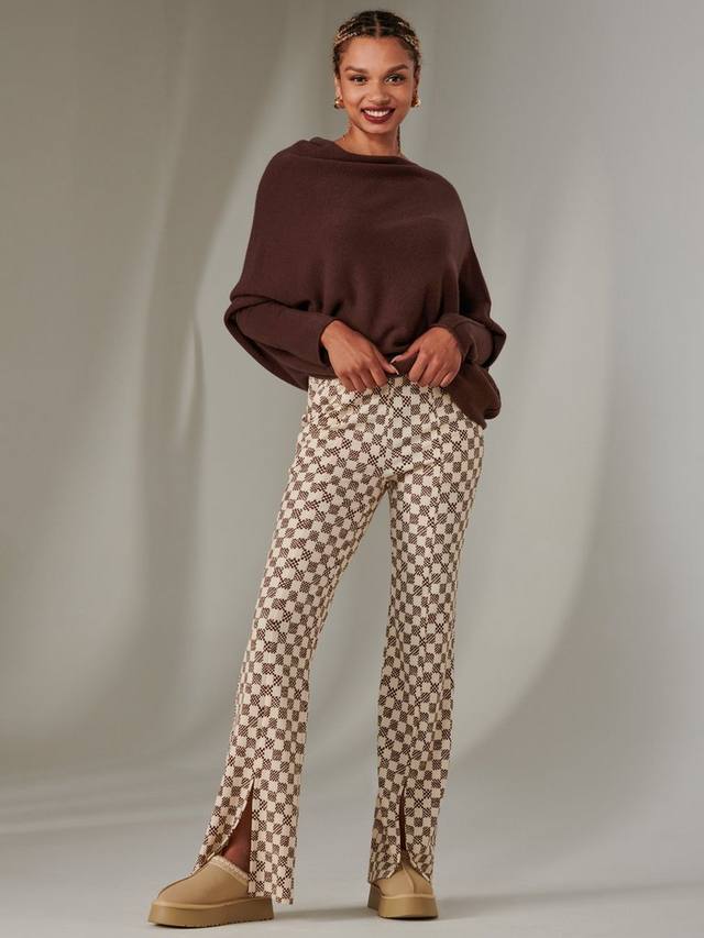 

Расклешенные клетчатые брюки Jolie Moi, коричневый