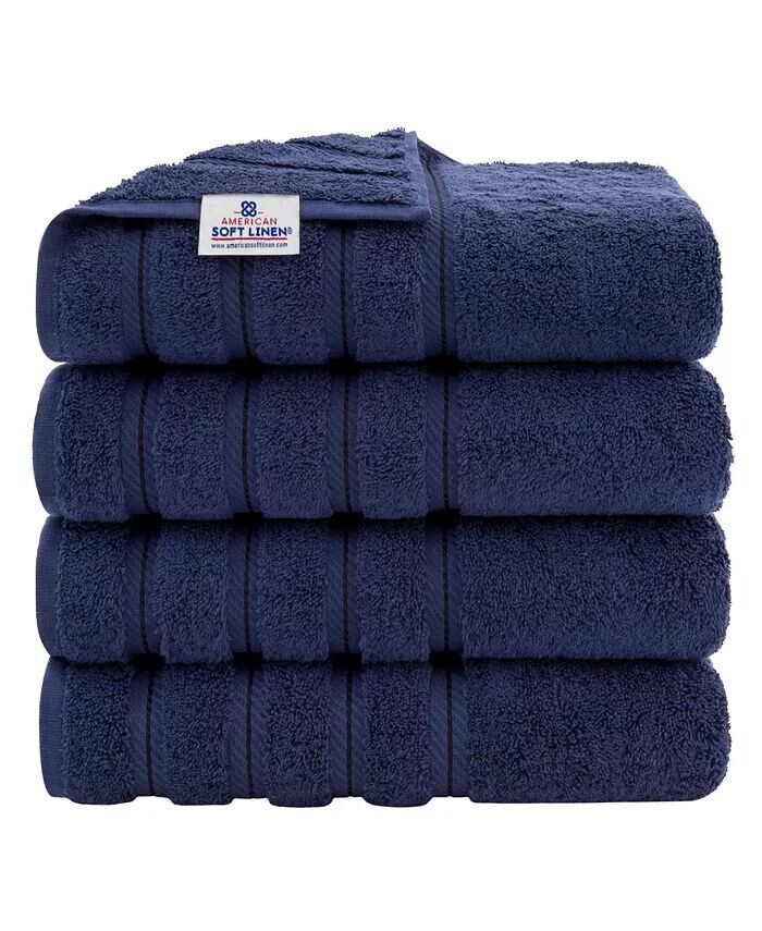 

Роскошный набор из 4 банных полотенец Edison из 100% турецкого хлопка American Soft Linen, синий