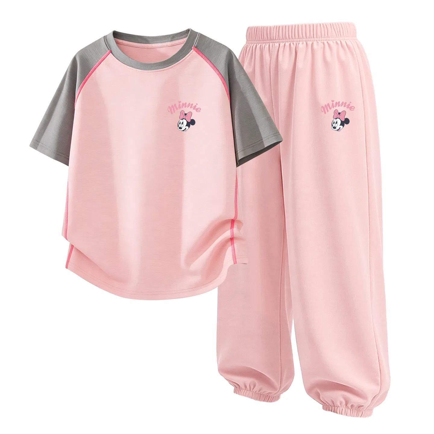 Детская повседневная спортивная футболка с круглым вырезом Disney, Thick Board Line K Gray Pink+Di Lift Eye K Black — фото 3