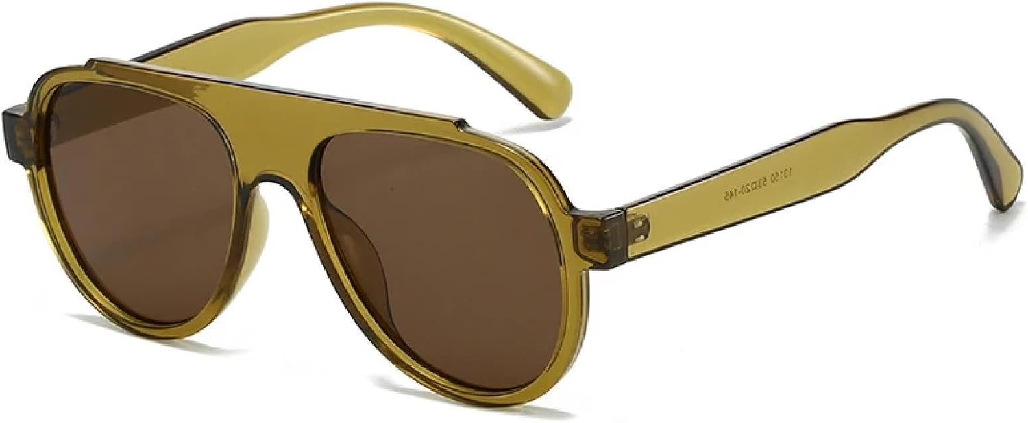 

Модные мужские солнцезащитные очки большого размера в стиле ретро с градиентным переходом, защита от УФ-излучения UV400, трендовые желто-синие солнцезащитные очки TVTBBVV, Olive Green Tea