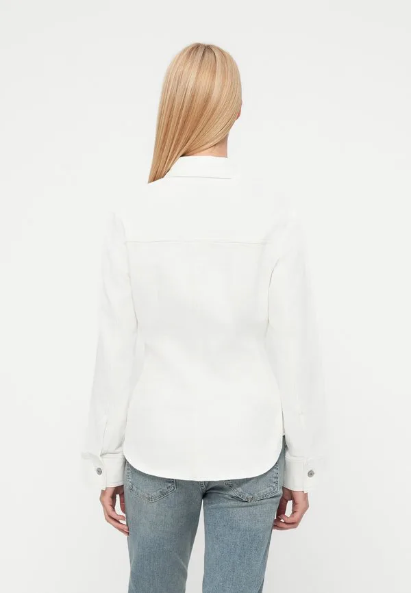 Длинная приталенная рубашка, блузка на пуговицах Gap, Winter White — фото 3