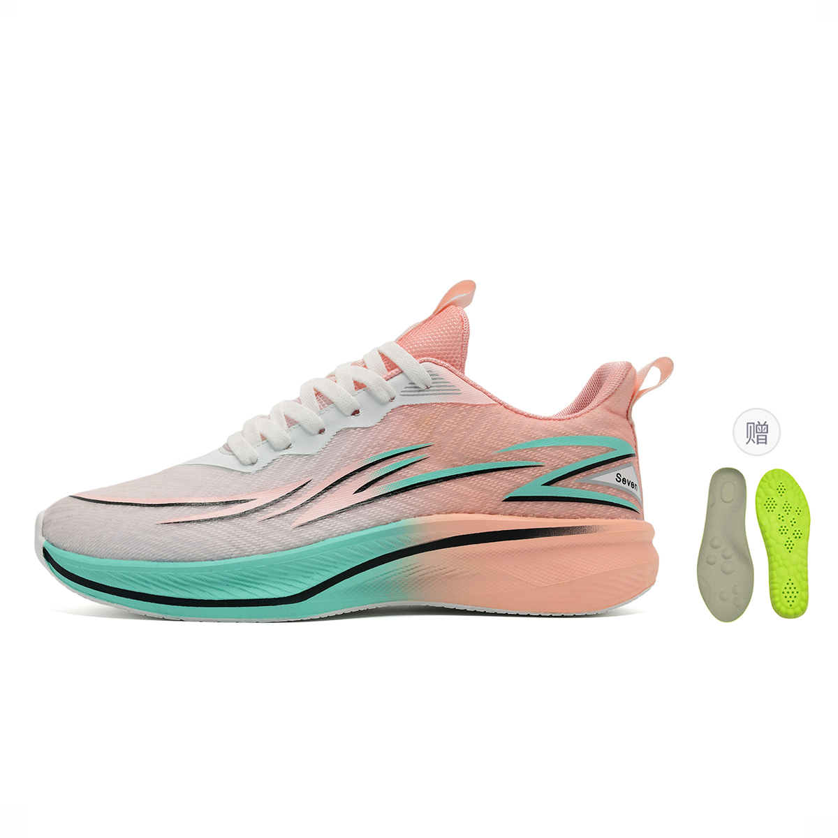 

7 SEVFUN Низкие кроссовки унисекс бирюзово-зеленые с персиково-розовыми и зелеными вставками [с силиконовой воздушной подушкой], цвет Peach Pink Green[with Silicone Air Cushion]