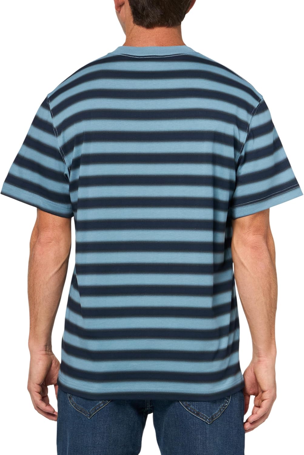 Мужская футболка Lacoste Classic Fit средней толщины в полоску Classic Fit, Limestone, Falcon, & Navy Blu — фото 2