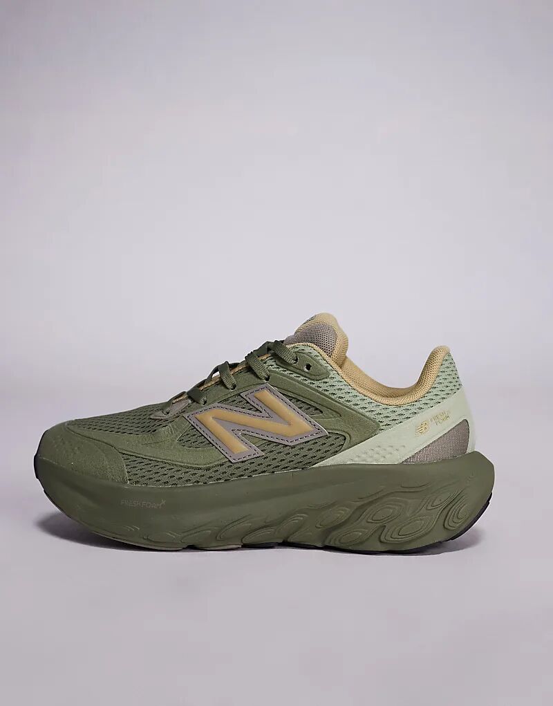 Кроссовки-унисекс New Balance Fresh Foam оливково-зеленого и бежевого цветов — фото 2