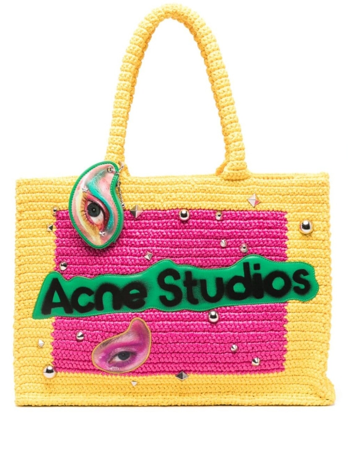 

Acne Studios сумка-тоут из рафии с цветными блоками, розовый