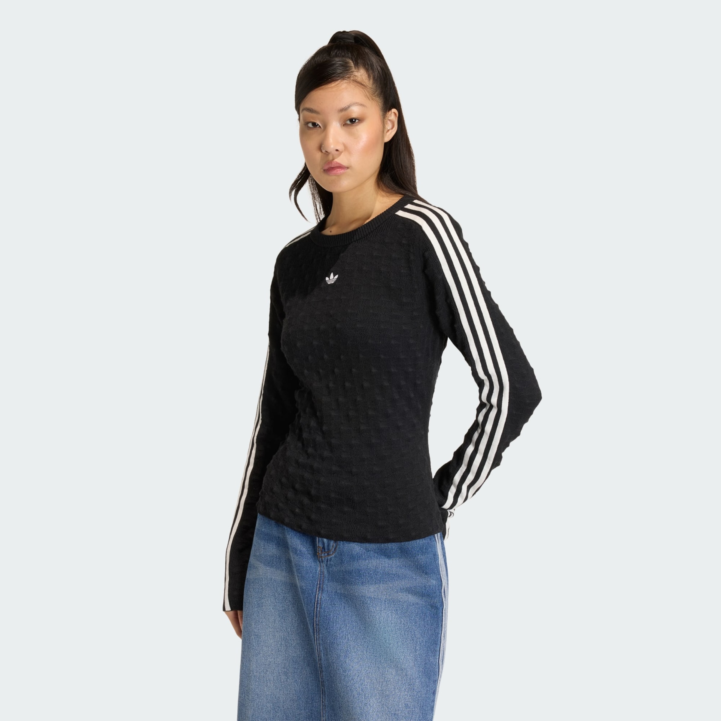 Adidas Originals Свитер 'SLIM SOLID SPIKE KNIT' в черном цвете — фото 3