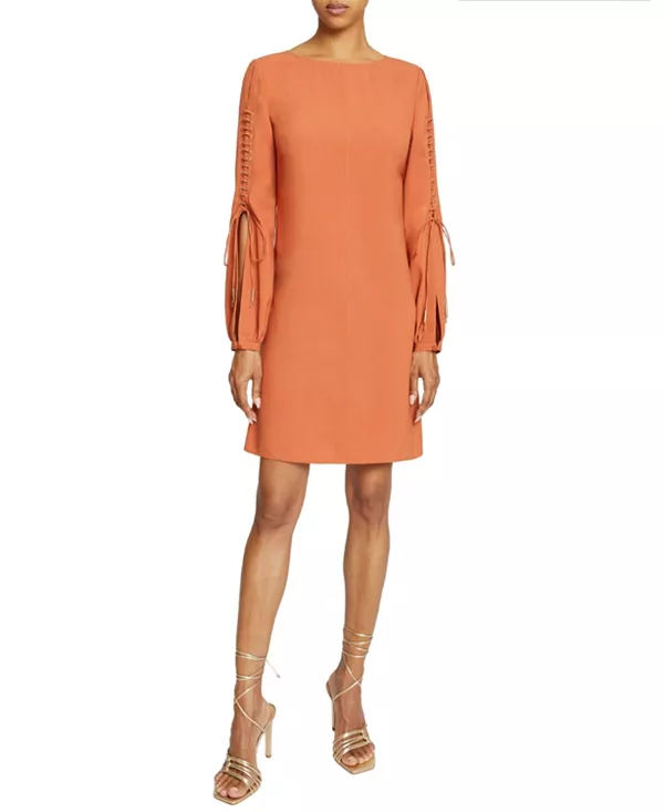 

Платье-Футляр с длинными рукавами в стиле Овен с люверсами Santorelli, оранжевый