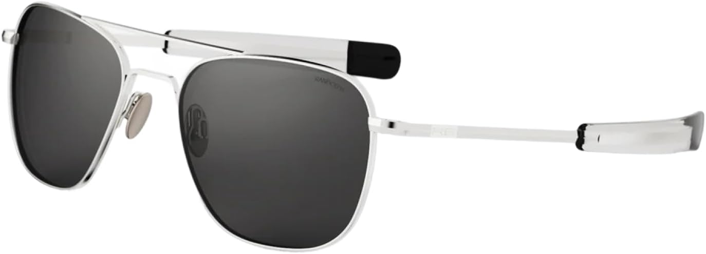 

Солнцезащитные очки-авиаторы Randolph Eyewear для мужчин и женщин – неполяризованные и поляризованные линзы, защита от УФ-излучения с 23-каратным белым золотом Randolph Engineering, American Gray