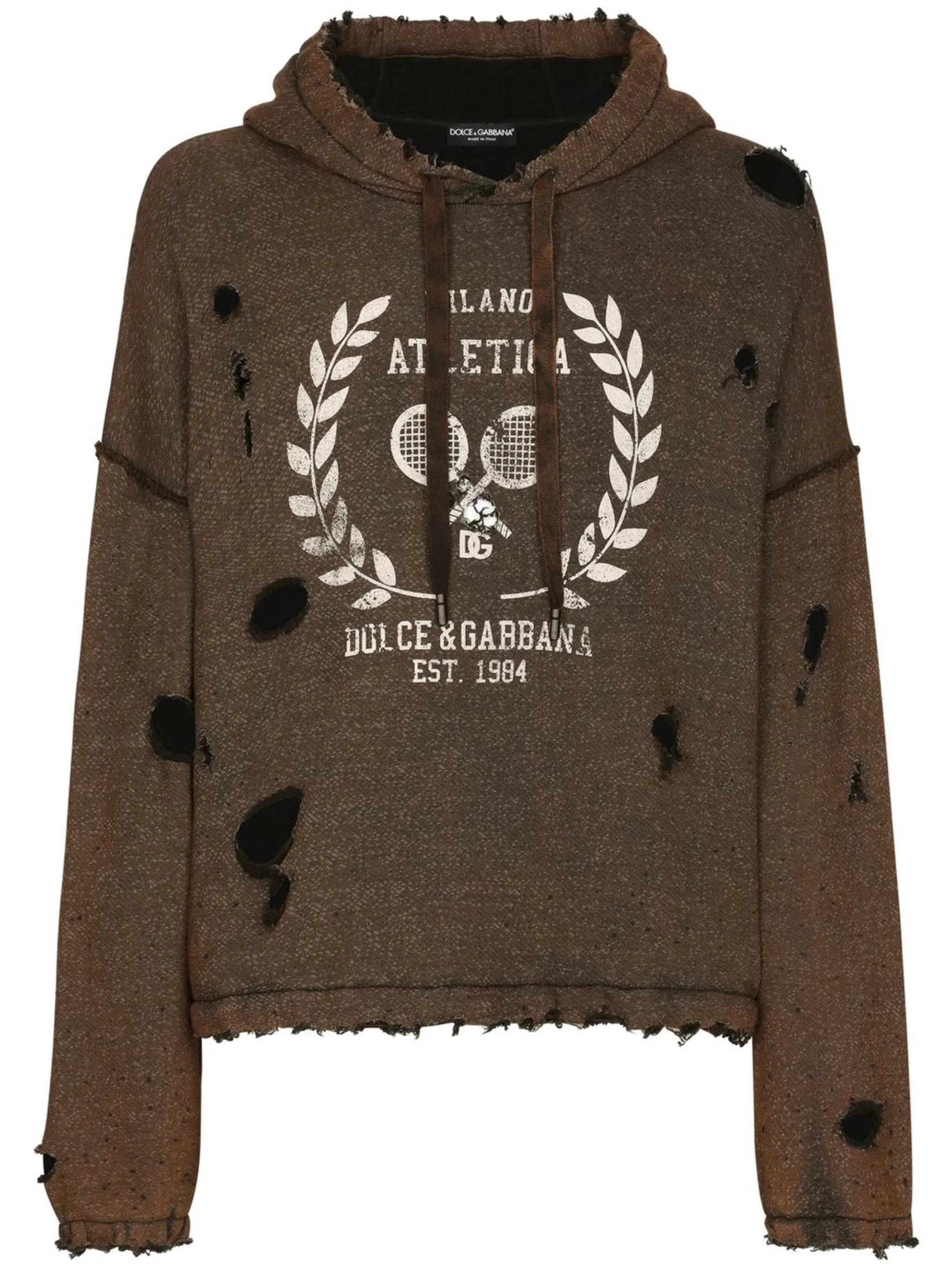 

Худи с графичным принтом и прорезями Dolce & Gabbana, коричневый