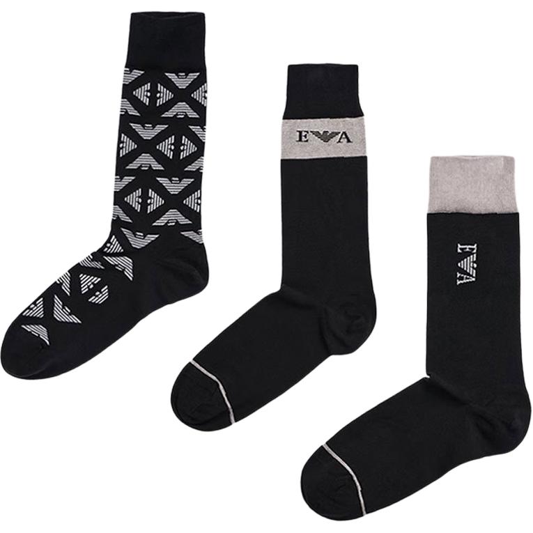 

EMPORIO ARMANI Мужские носки Crew 3 пары Black